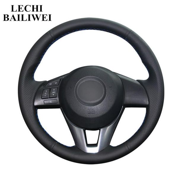 

black artificial leather hand-stitched car steering wheel cover for cx-5 cx5 atenza 2014 new 3 cx-3 2020