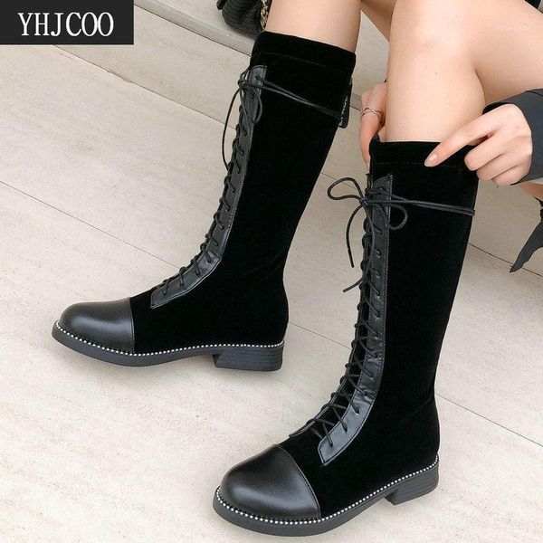 

boots fashion mid calf women low square heel zipper cozy work riding rome rivet shoes woman black