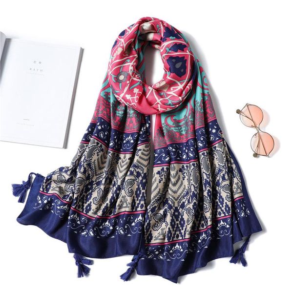 

women cotton scarf shawls fashion print hijab foulard pashmina bandana tassel beach stole lady muffler wraps wmtduu bdesybag, Blue;gray