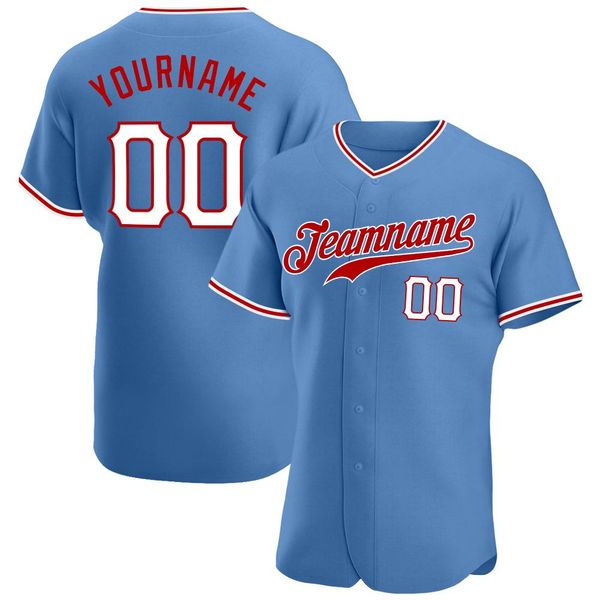 

custom light blue white-red-009 authentic baseball jersey, Blue;black