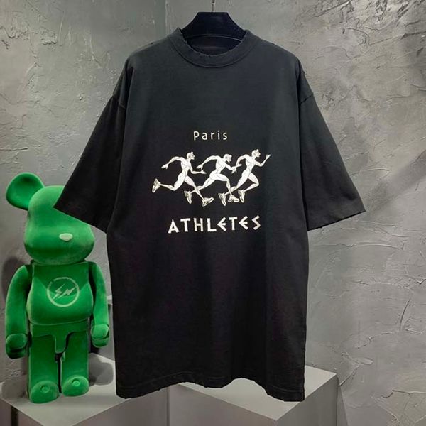 

22ss women designers t shirt tee jogging letter print short sleeve man crew neck paris streetwear xinxinbuy white black blue xs