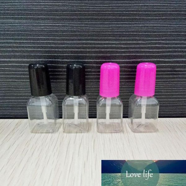 5 ml transparente quadratische Nagellackflasche aus Kunststoff, kleine kleine Nagelöl-Verpackungsflaschen mit Pinsel