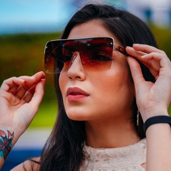 

sunglasses stylish red oversized square big goggles for women 2021 half rimless fashion eyewear uv4001, White;black