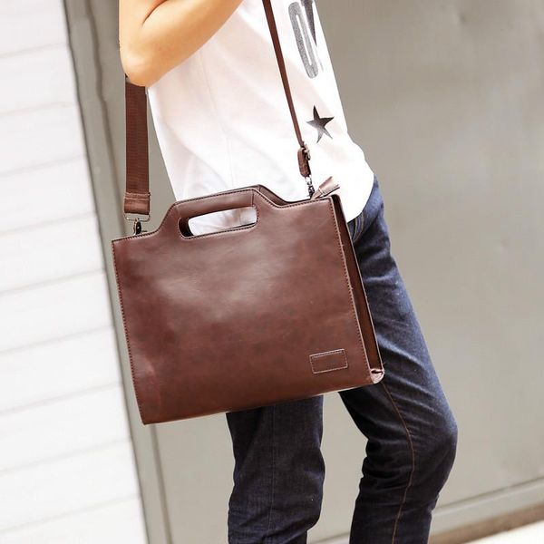 

pu leather messenger shoulder bag men's briefcase business briefcase file package thin file portfolio ferramenta men's bag work