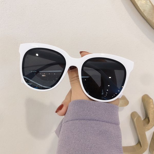 

blfashionable new simple ins style big frame decoration korean uv proof slim round face sunglasses m l, White;black