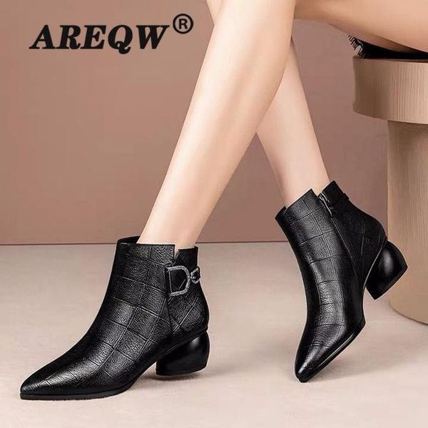 

2020 женщины кожа pu ботильоны женщины осень зима zipper vintage punk boots flat женская обувь flat short снег, Black