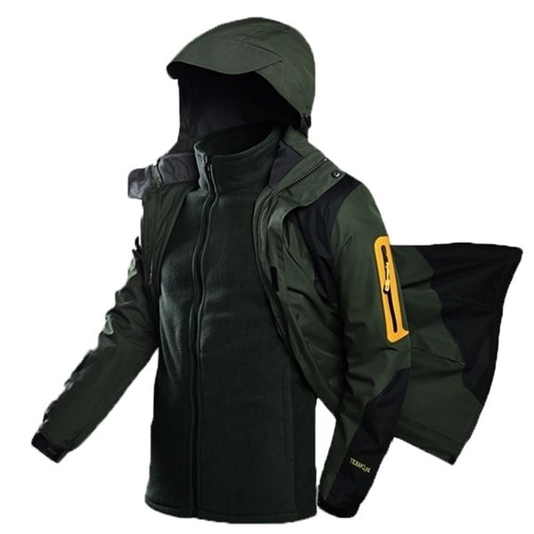 Homens Inverno Quente 3in1 Jaqueta Trekking Camping Climbing Skiing Caminhada Ao Ar Livre Casacos Ao Ar Livre Jaquetas Esportivas Roupas de Marca 201114