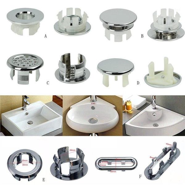Set di accessori per il bagno 1 pezzo di copertura rotonda per troppopieno Finiture ordinate cromate per lavabo da bagno, ricambio di ricambio, adatto a tutti i vasi in ceramica, anello Gen1