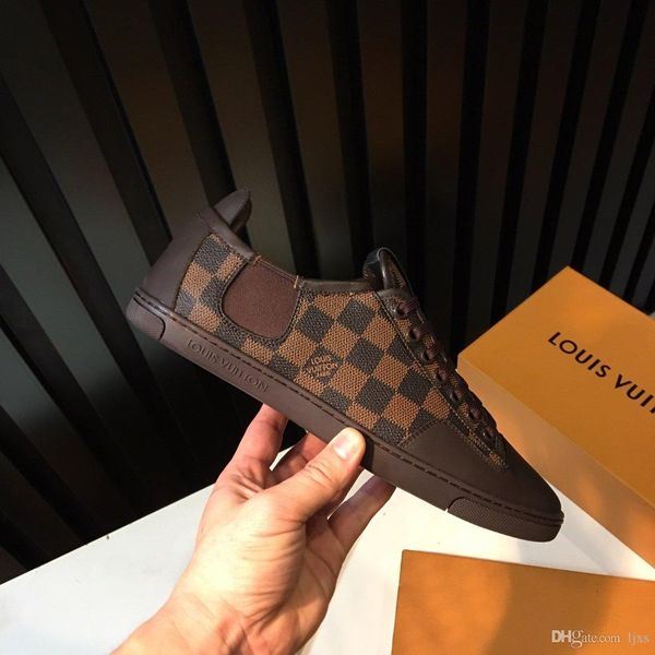 

2020 mens running shoes brown leather print lettering design jogging walking trainers plate-forme luxury brands casual shoes#1f, Black