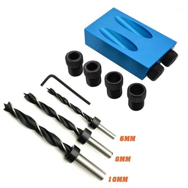 

15pcs/set 6/8/10mm woodworking oblique hole locator drill bits pocket hole jig kit 15 degree angle drill guide set puncher1