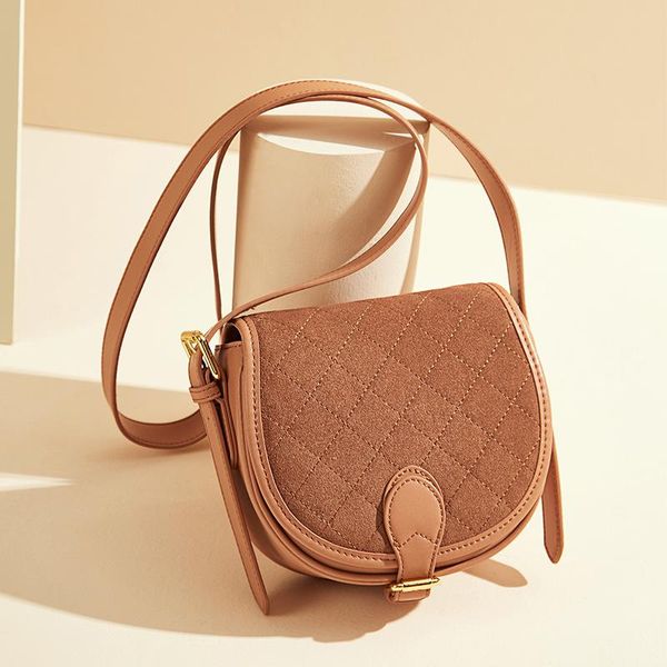 

women's leather 2020 spring/summer new retro one-shoulder stiletto bag cowhy matte saddle bag fashion half-moon bag