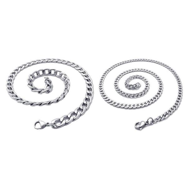 

men's stainless steel necklace wide curb link chain, silver, width 5mm, length 48cm (with gift bag
