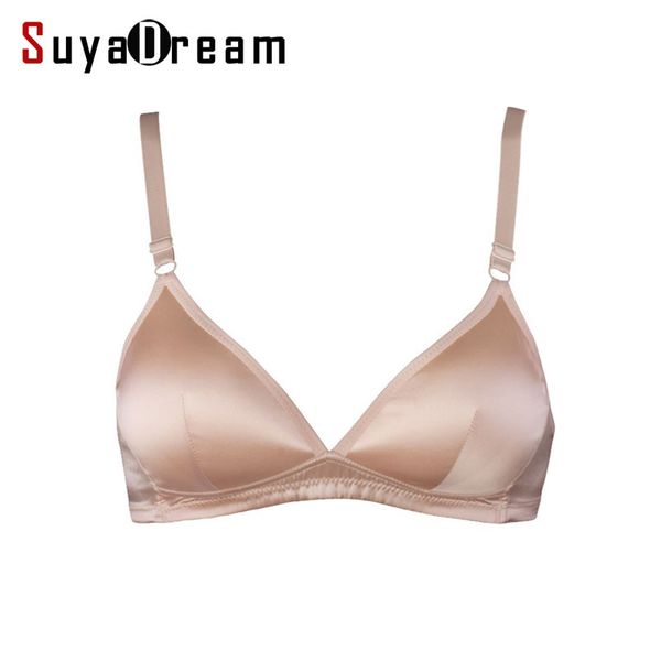 SuyaDream Damen-BHs, drahtlos, nahtloser BH, 100 % natürliche Seide, Futter für jeden Tag, 3/4 Tasse, nackt, rosa, schwarz, Unterwäsche 201202