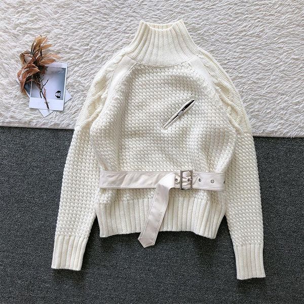 

women's sweaters zcsmll 2021 korean round neck solid color knitted pullover loose big size zipper sweater high short women's cloth, White;black