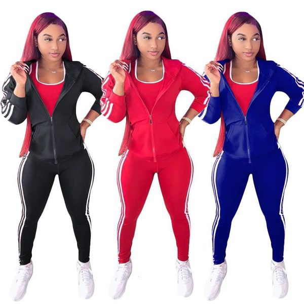 

women fashion sport hooded long sleeve coat and pants solid 2 piece set clothing