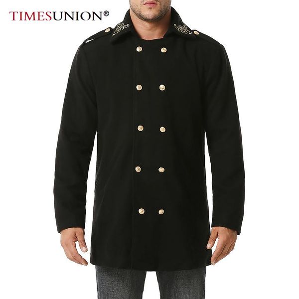 

brand winter wool men thick coats slim fit double breasted england style wool blends outerwear jackets, Black