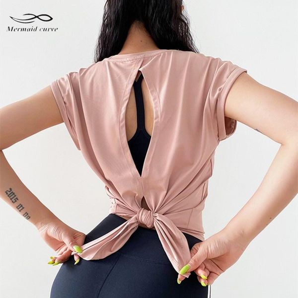 

women mid-length style loose short sleeve sport t shirt summer new back bandage fitness running t shirt quick-drying yoga 1, White;red