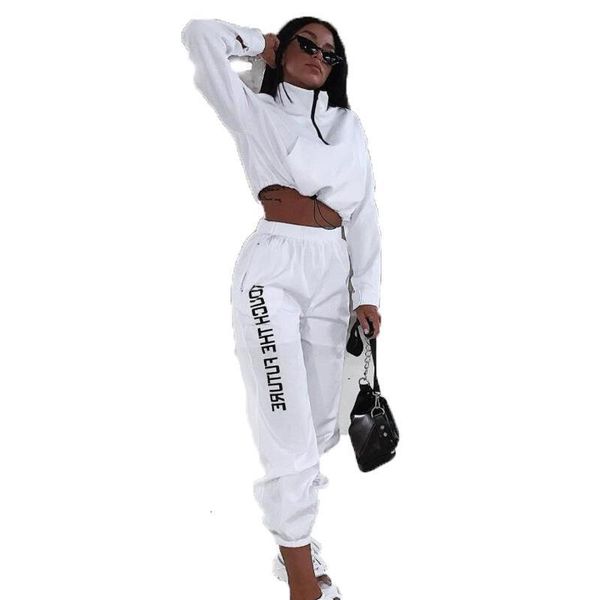 

letter print woman tracksuit 2 piece set workout clothes fashion zipper long sleeve outfits sporty active wear and pants set, Gray