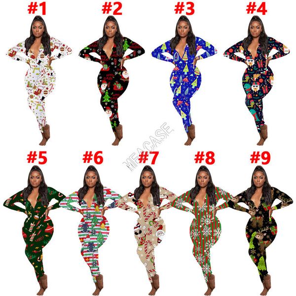 

woman christmas trousers home jumpsuit christmas clothes long sleeve jumpsuits rompers striped elk one piece clothes wholesale d102301, Black;white