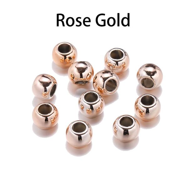 

100pcs dia 4 6 8 10 12mm big hole beads rose gold rhodium color spacer beads for diy jewelry making ccb h bbynkf