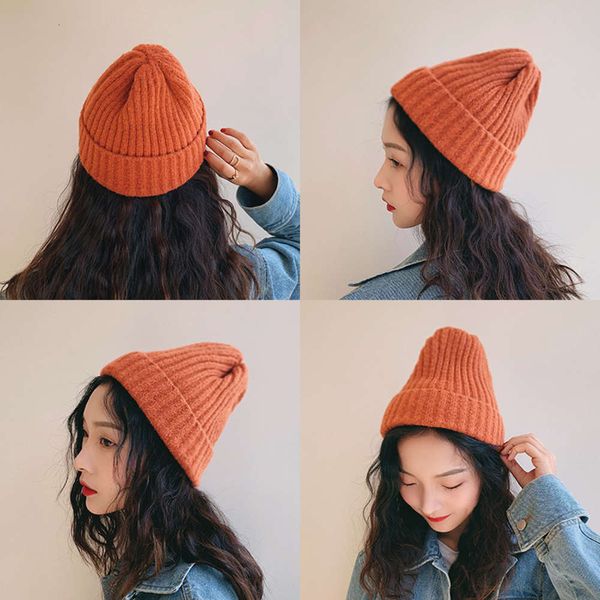 

children chic autumn and winter solid color versatile knitting thickened smooth plate pointed wool hat warm cover cap man, Black;green