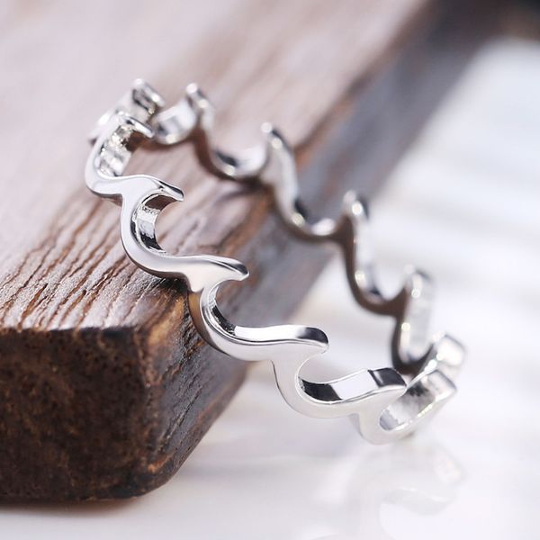 

februaryfrost brand new fashion ocean waves design rings simple geometric finger ring for women succinct jewelry gift for girlfriend, Silver
