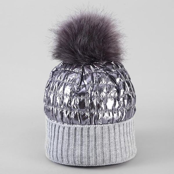 

winter brand female fur pom poms hat winter hat for women girl 's knitted beanies cap thick women skullies beanies, Blue;gray