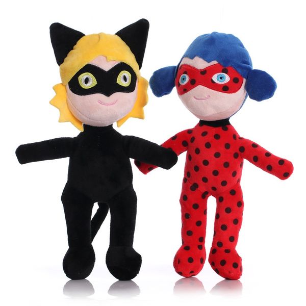 

30cm lovely cartoon ladybug joaninha girls mask super cat doll children plush toys gift