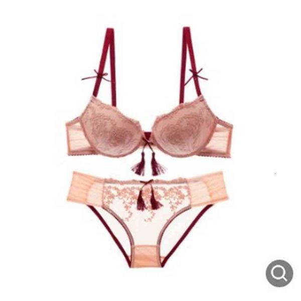

fashion design luxury bra set embroidery court pendant women's underwear gathered 9171, Red;black