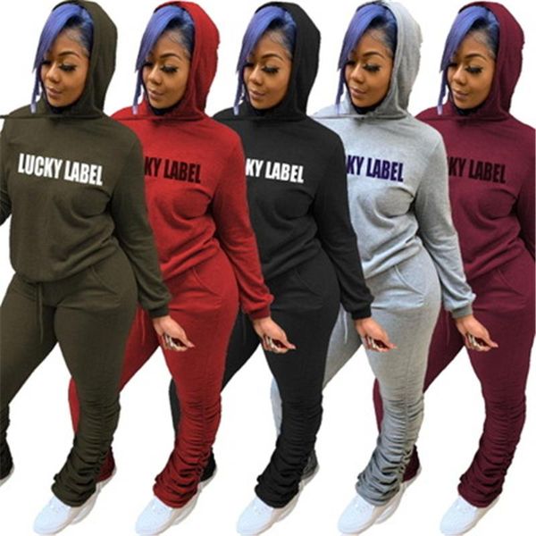 

ladies letter pattern sets fashion trend long sleeve hooded short folds pant suits designer female autumn new loose casual tracksuits, Gray