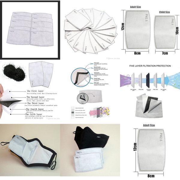 

carbon mask activated filter black 5-layer pm2.5 anti dust mask filter replacement mat for all face masks fast dhlig6d