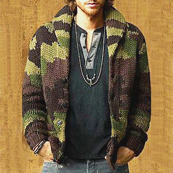 

men camouflage cardigan turn-down collar sweater cardigan autumn male clothes knitted jacket casual male sweater coat, White;black