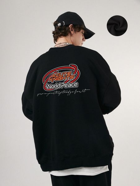 

men slogan graphic drop shoulder pullover l4cy#, Black