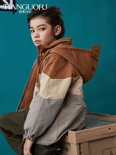 

boy's cotton padded 2020 new autumn and winter clothes for children, Blue;gray