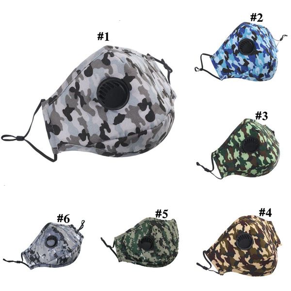 

factory printed camouflage face anti 6 colors camo dust cotton pm2.5 valve mask breathable washable protective masks ooa 1as2az