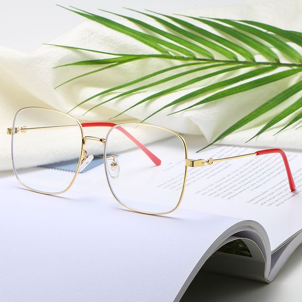 

square metal transparent spectacle anti blue big stainless steel two color glasses frame