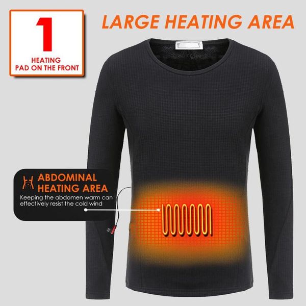 

insulated heating underwear washable usb electric heated thermal long sleeve t shirts (battery not included, Gray;blue