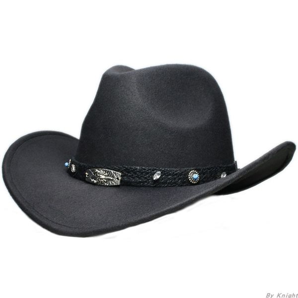 

a157 male wool fedoras hats parent and child wool retro west cowboy hat large brim college style fashion bowler hat adjustable c0123, Blue;gray
