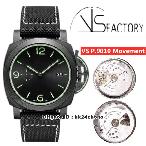 

2020 version vs 44mm carbotech 1118 p.9010 automatic men's watch carbotech case black dial leather strap gents watches, Slivery;brown