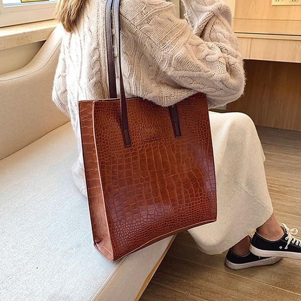 

cross body crocodile pattern shoulder bag 2021 female student pu solid color fashion wild bags casual tote