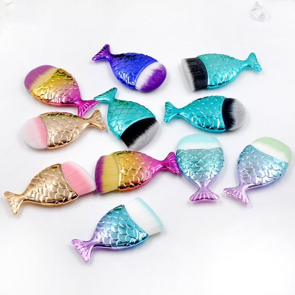 

professional mermaid shape makeup brush powder brush foundation cosmetic fish brushes makeup tools mixed randomly colors