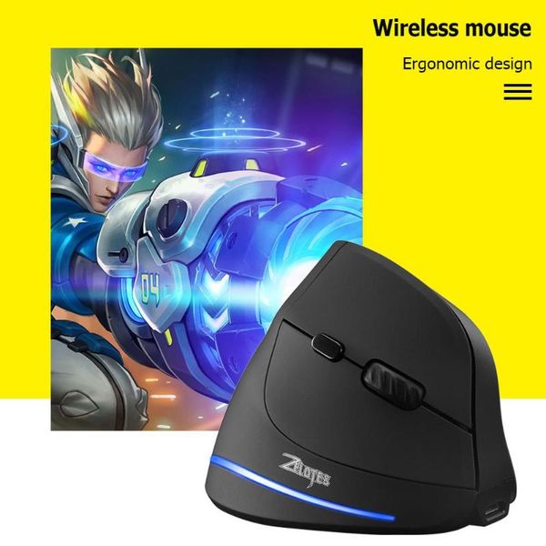 

zelotes f-35 2.4ghz vertical wireless mouse 2400dpi 6 buttons ergonomic optical computer gaming mouse gamer mice for lappc