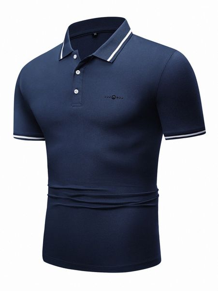 

men contrast trim polo shirt 55xi#, White;black
