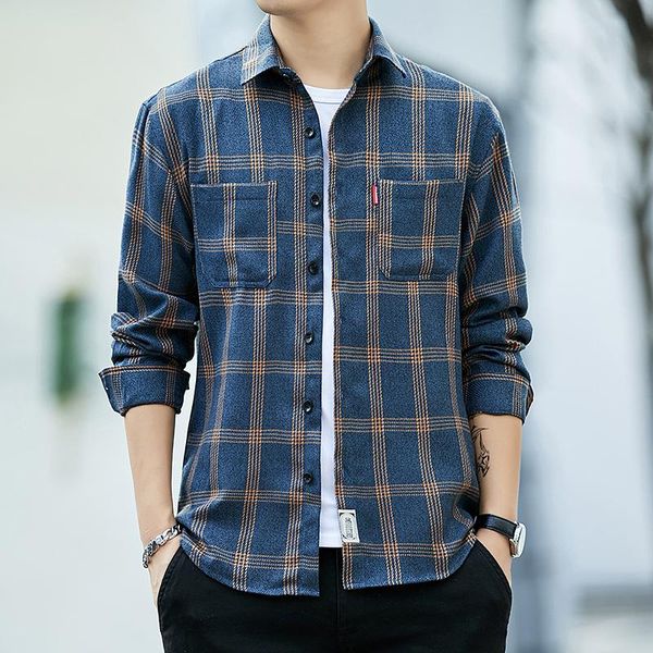 

men's casual shirts men flannel plaid shirt 100% cotton 2021 spring autumn long sleeve soft comfort slim fit styles brand man plus size, White;black