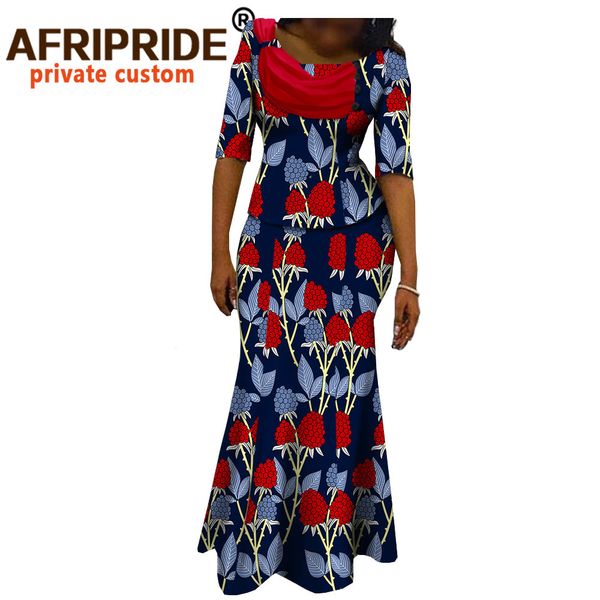 

afripride african women's skirt two-piece suit custom mid-sleeve + floor-length skirt women's cotton clothing a722632, White
