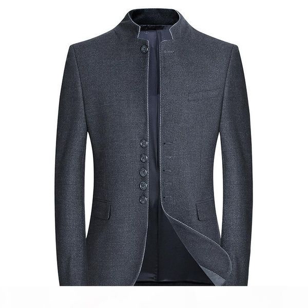 

spring and autumn new blazer men chinese style business casual stand collar blazer jacket gray slim fit suit jackets, White;black