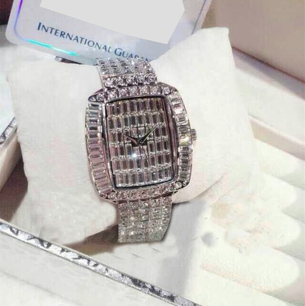 

full diamond watch ode to joy national retro steel strap watch starry sky popular square plate womens watch with rhinestones fashion design, Slivery;brown