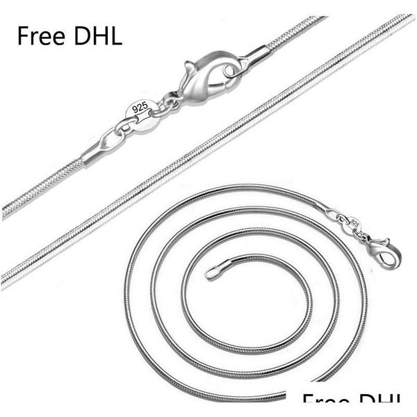 

925 sterling silver 1mm snake chain necklace charms smooth snake chain necklace16-24inches fashion jewelry o1c18