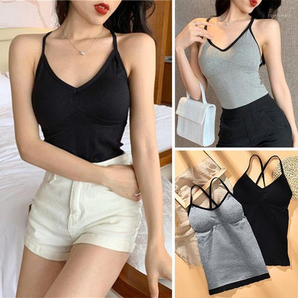 

beauty back padded vest women anti-emptied sports bra crossover long vest seamless wrapped chest tube camisole solid color1, White