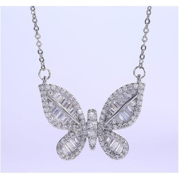 

cute rhinestone butterfly pendant necklace women bling bling zircon chain necklace wedding bridal jewelry f sqcovy homes2007, Silver